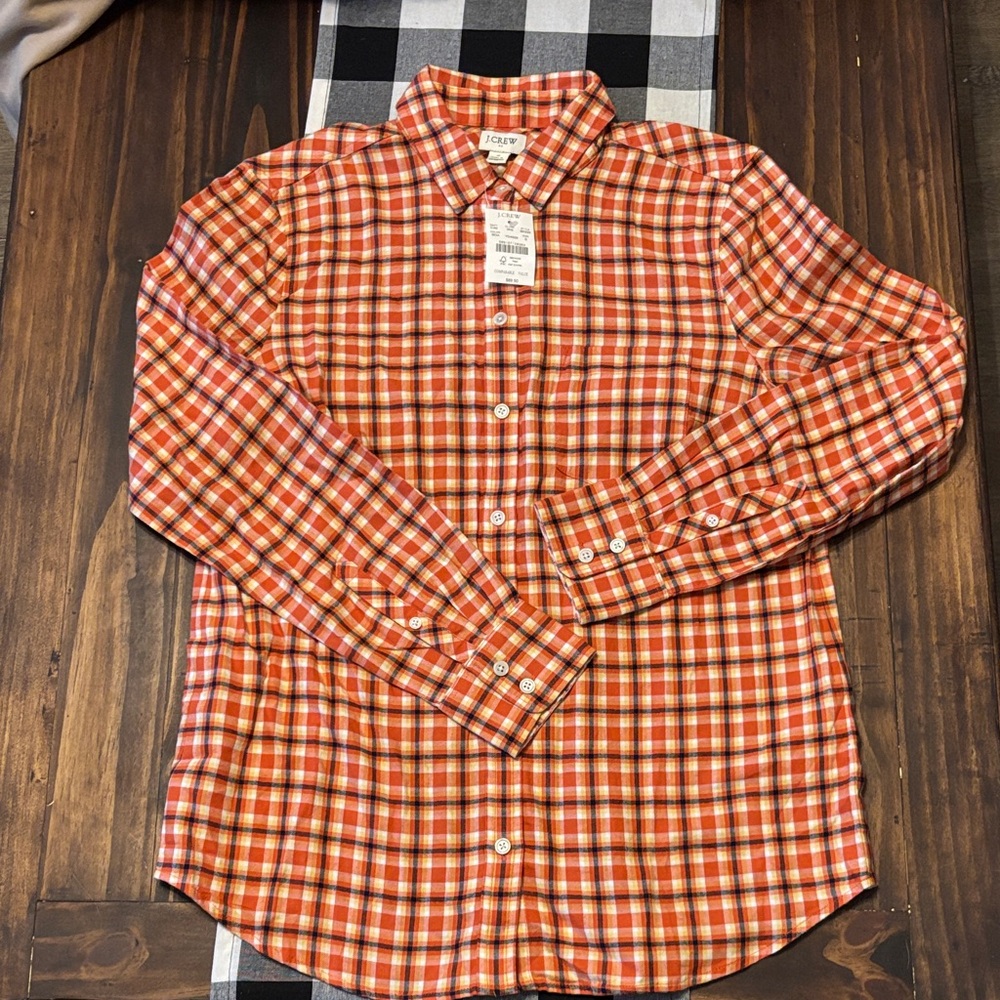 J. Crew factory Orange Plaid Button Down Shirt small